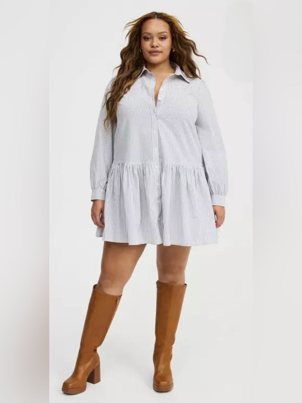 NWT Torrid Drop Waist Shirtdress Blue/White, Size 2=2X=18/20